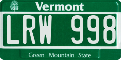 VT license plate LRW998