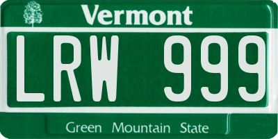 VT license plate LRW999
