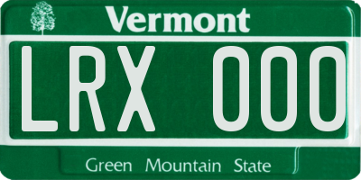 VT license plate LRX000