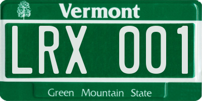 VT license plate LRX001
