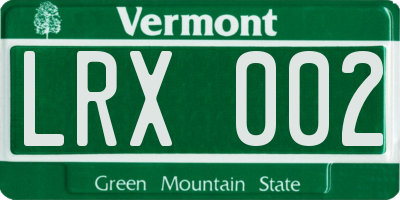 VT license plate LRX002