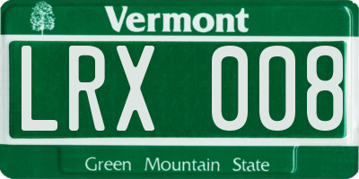 VT license plate LRX008
