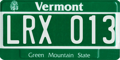VT license plate LRX013