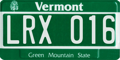 VT license plate LRX016