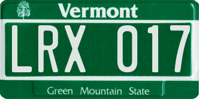 VT license plate LRX017