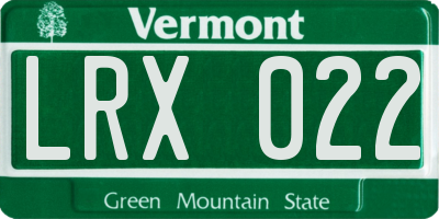 VT license plate LRX022