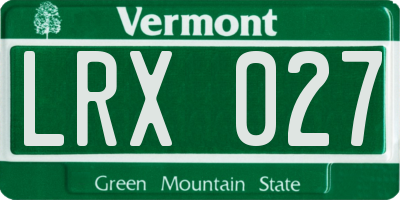 VT license plate LRX027