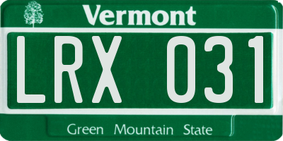 VT license plate LRX031
