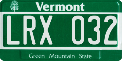 VT license plate LRX032