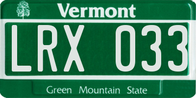 VT license plate LRX033
