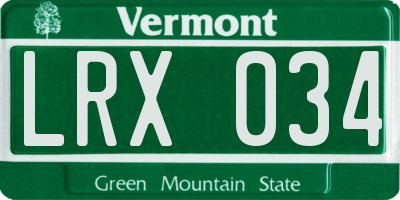 VT license plate LRX034