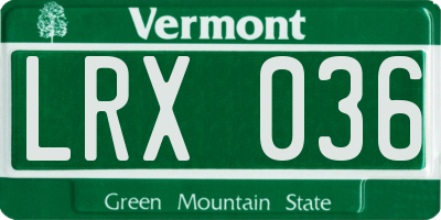 VT license plate LRX036