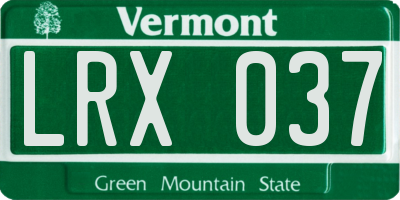 VT license plate LRX037