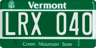 VT license plate LRX040