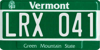 VT license plate LRX041