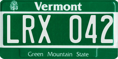 VT license plate LRX042