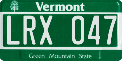 VT license plate LRX047