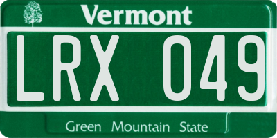 VT license plate LRX049