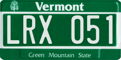 VT license plate LRX051