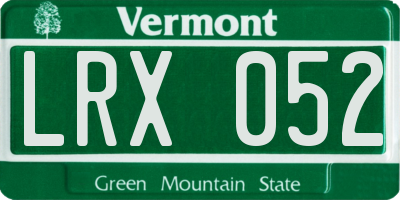 VT license plate LRX052