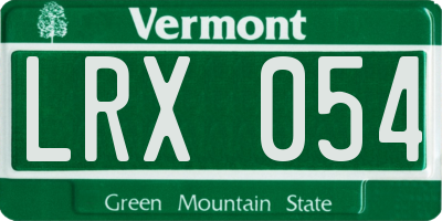 VT license plate LRX054