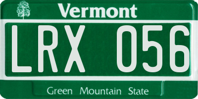 VT license plate LRX056