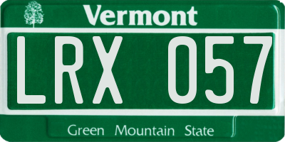 VT license plate LRX057