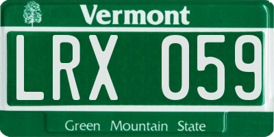 VT license plate LRX059