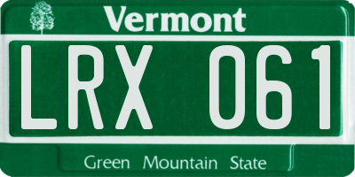 VT license plate LRX061