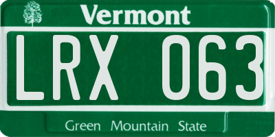 VT license plate LRX063