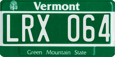 VT license plate LRX064