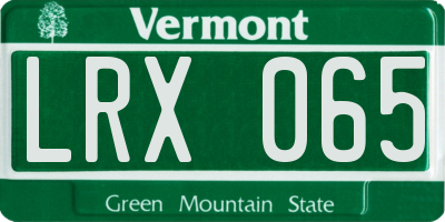 VT license plate LRX065