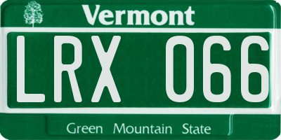 VT license plate LRX066