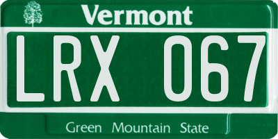 VT license plate LRX067