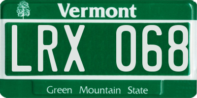 VT license plate LRX068
