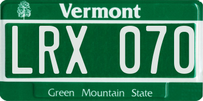 VT license plate LRX070