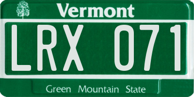 VT license plate LRX071
