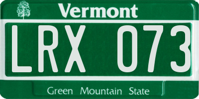 VT license plate LRX073