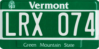 VT license plate LRX074