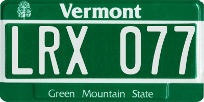 VT license plate LRX077