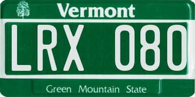 VT license plate LRX080