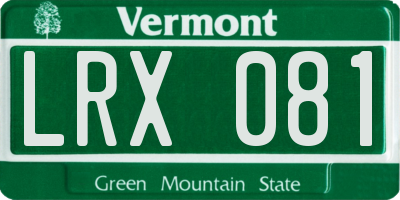 VT license plate LRX081