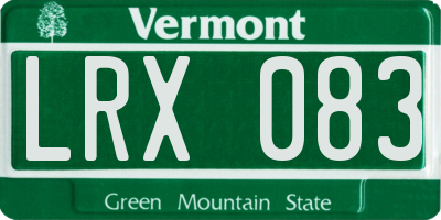 VT license plate LRX083