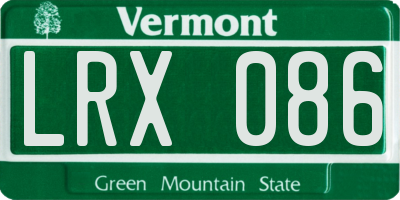 VT license plate LRX086