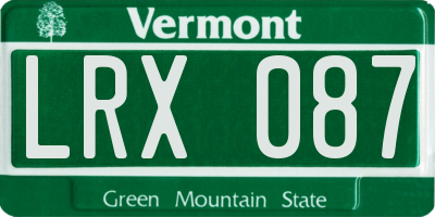 VT license plate LRX087