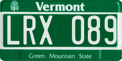 VT license plate LRX089