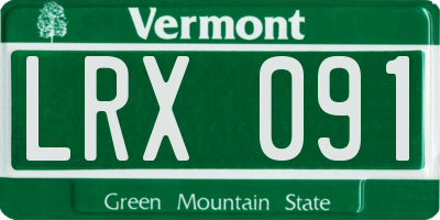 VT license plate LRX091