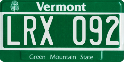 VT license plate LRX092