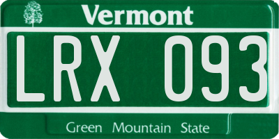 VT license plate LRX093