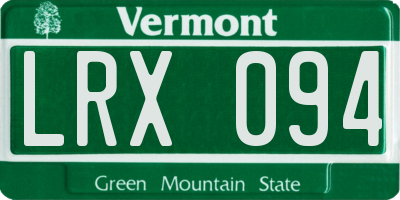 VT license plate LRX094